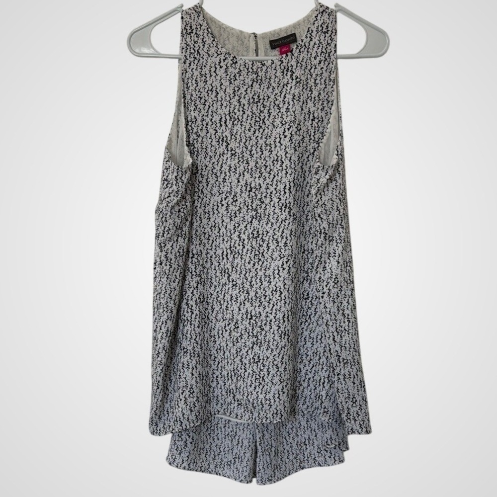 Vince Camuto‎ Black and White Sleeveless High-Low Blouse Vince Camuto Size XS